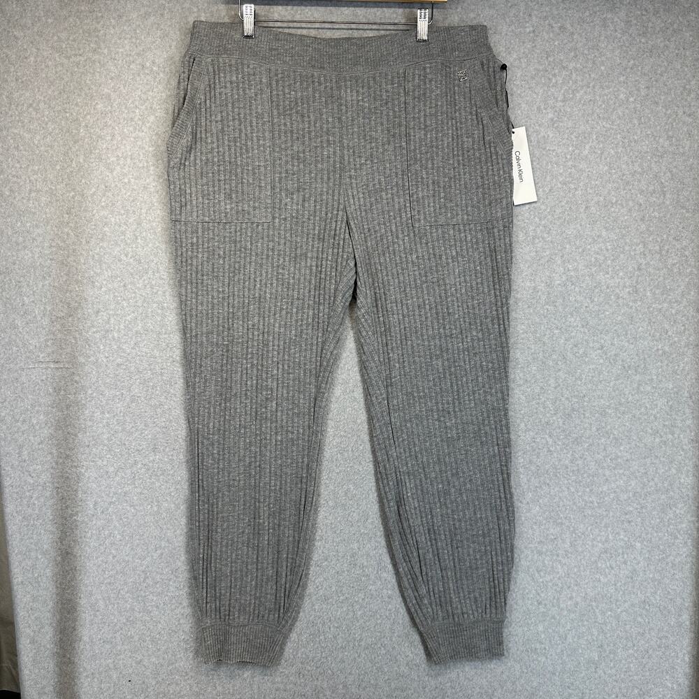 Calvin Klein Fleece Burnout Sweatpants Womens XL Gray Polyester Blend Jogger